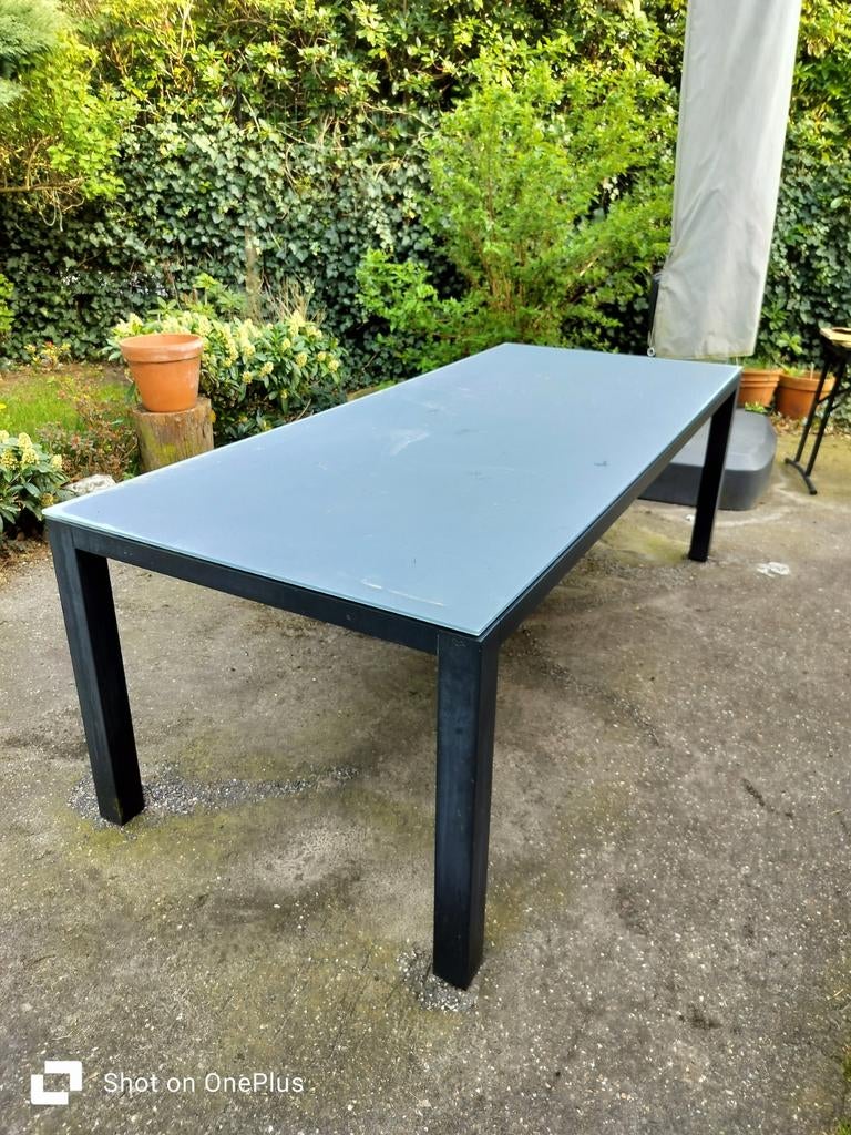 Glazen tuintafel 220 x 95 cm, Tuin en Terras, Ophalen