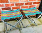 Paire de chaises de camping pliables vintage - rayées, Enlèvement ou Envoi, Chaise de camping, Utilisé, X
