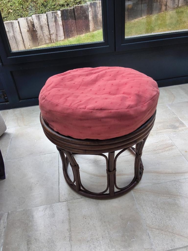 Voetenbank of voetsteun van gebeitst bamboe, Minder dan 50 cm, Gebruikt, Rond, Ophalen of Verzenden