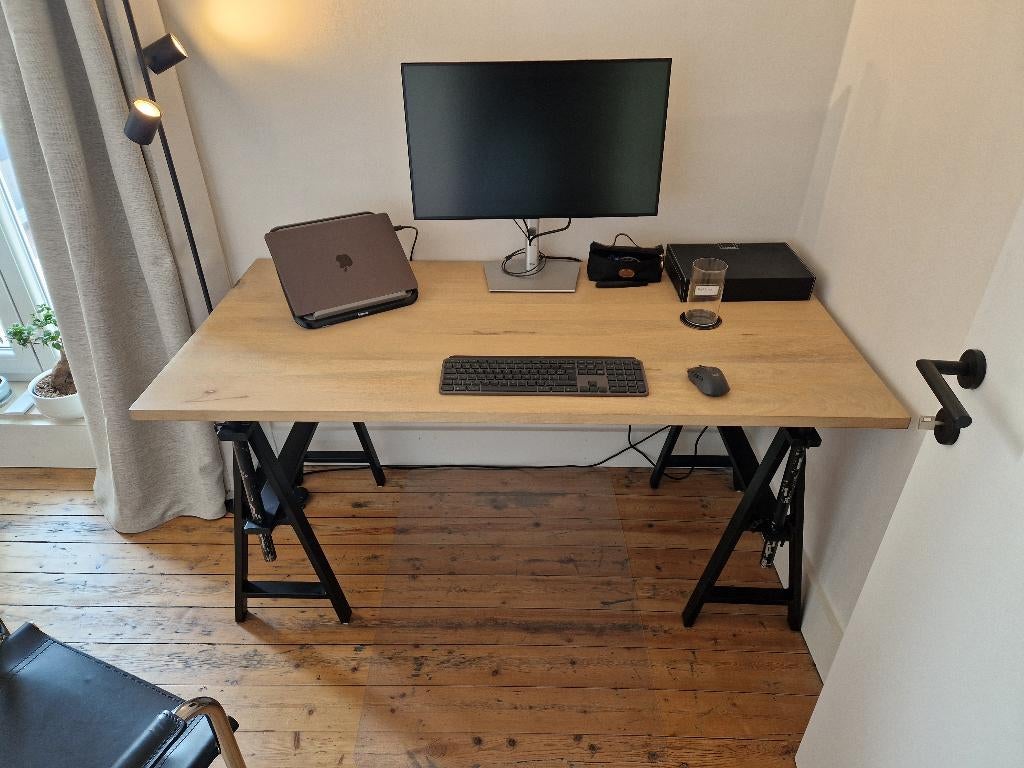 Prachtig bureau van massief mangohout Maisons du Monde, Huis en Inrichting, Bureaus, Gebruikt, Industrieel, Hout, Zwart, Ophalen