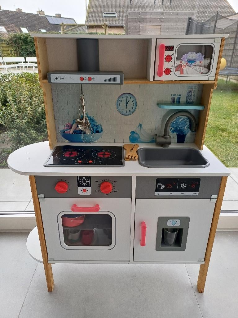 Speelgoed keuken met toebehoren, Kinderen en Baby's, Speelgoed | Speelkeukens, Gebruikt, Speelkeuken, Hout, Ophalen