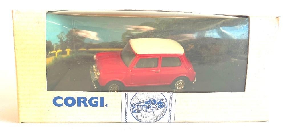 Mini Flame red - wit Corgi Classic # 98139., Hobby en Vrije tijd, Modelauto's | 1:43, Zo goed als nieuw, Auto, Corgi, Ophalen of Verzenden