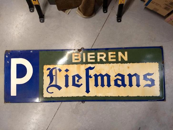 Liefmans - emaille bord - jaar 1962 - koekelberg, Verzamelen, Biermerken, Gebruikt, Reclamebord, Plaat of Schild, Overige merken