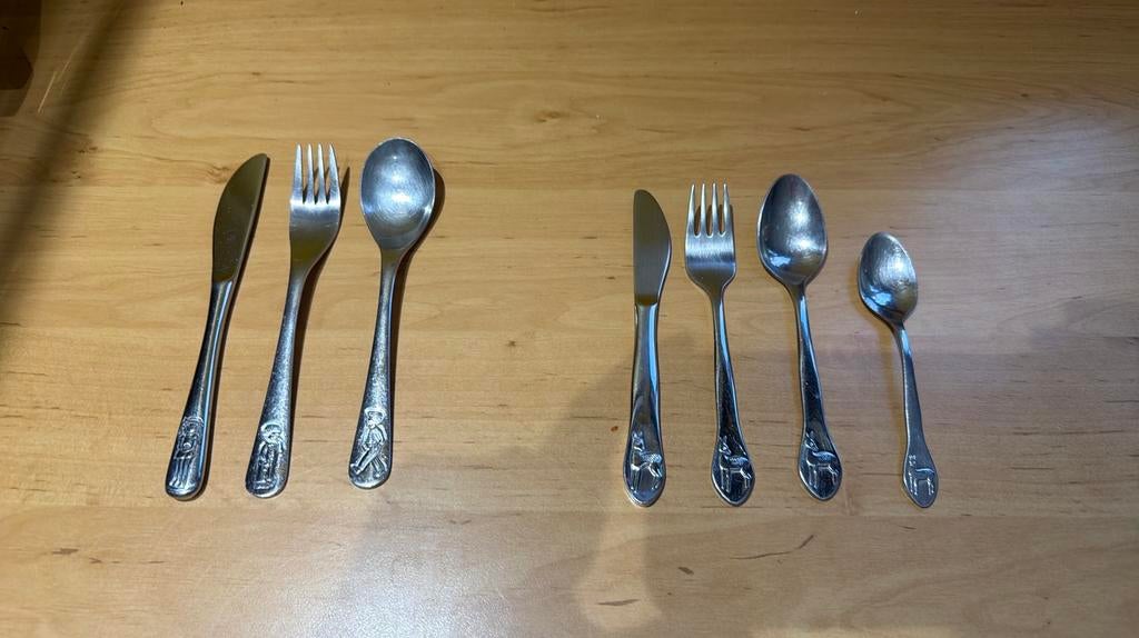 2 lots de couvert en inox pour enfants, Enlèvement ou Envoi, Utilisé