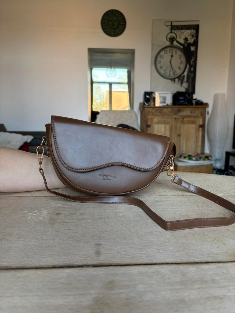 Sac marron chocolat chic double bandoulière interchangeable, Enlèvement ou Envoi, Neuf, Brun, Sac à main