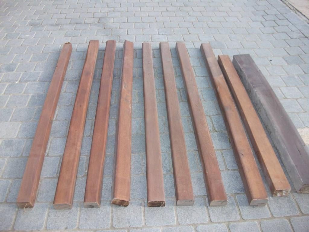 9 eiken balkjes,163x8x5cm; 1 dikke 110x17x8cm; 40€, mooi, 50 mm ou plus, Moins de 200 cm, Enlèvement, Imprégné