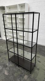 Étagère, VITTSJÖ, IKEA, brun noir/verre, 100x36x175 cm, 25 à 50 cm, Avec tablette(s), Comme neuf, Verre