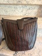 Vintage leder en toile de cuir schoudertas, Enlèvement ou Envoi, Comme neuf, Noir