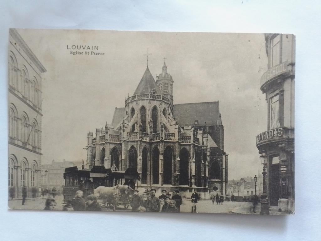 LOUVAIN 1911 LOUVAIN EGLISE ST PIERRE. avec TRAM À CHEVAL, Envoi, Avant 1920, Affranchie, Brabant Flamand