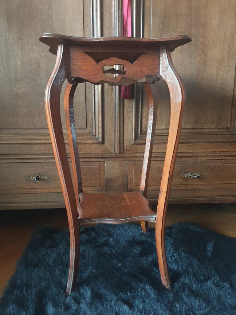 Elegante hoge vintage art nouveau plantentafel eiken, Antiquités & Art, Antiquités | Meubles | Tables, Enlèvement