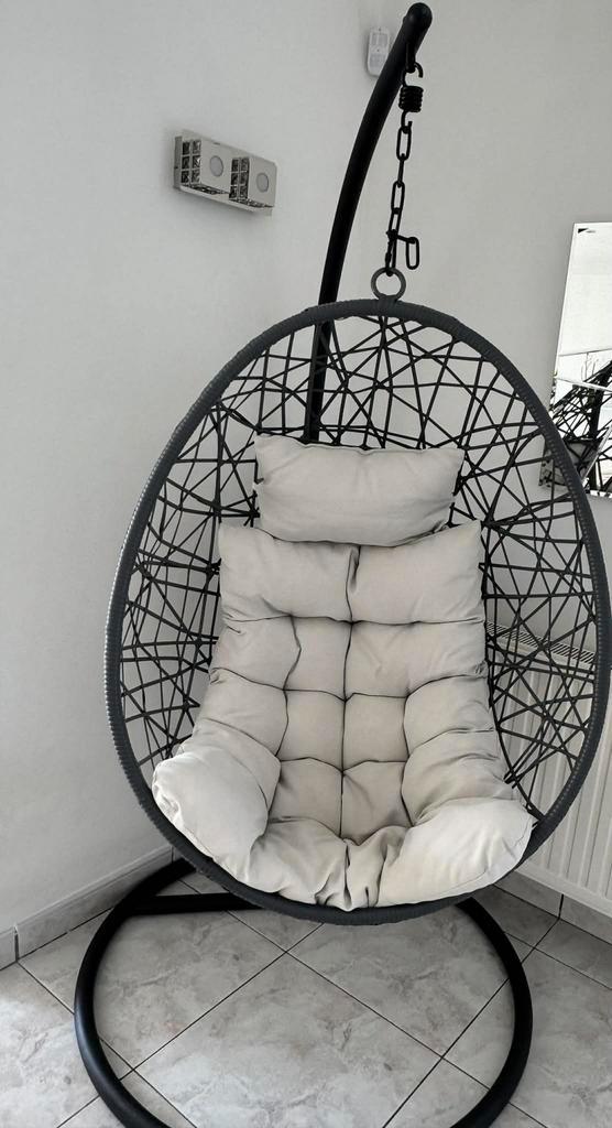 Fauteuil oeuf suspendu, Jardin & Terrasse, Chaises de jardin, Comme neuf, Métal, Enlèvement