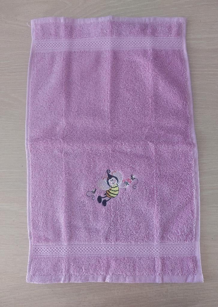 Donkerroze gastendoekje met geborduurde bij (nr. 3), Ophalen of Verzenden, Nieuw, Roze, Handdoek