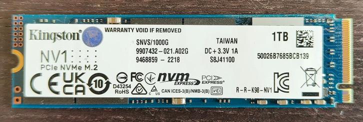 Kingston SVNS1000G - NVMe 1 TB - 60 TB, Computers en Software, Harde schijven, Zo goed als nieuw, Desktop, Intern, SSD, Overige aansluitingen