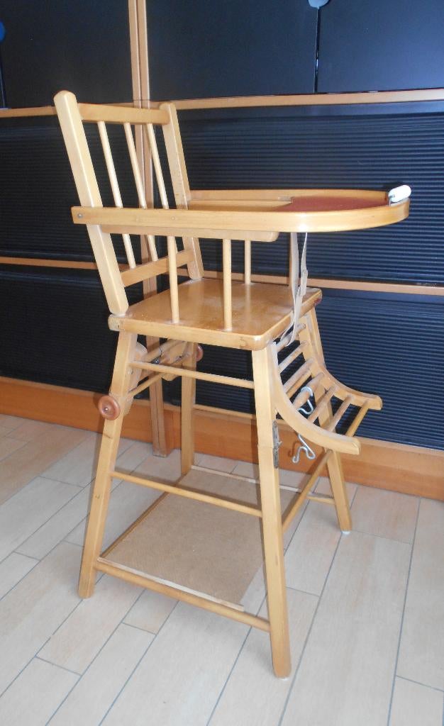 NOUVEAU PRIX : CHAISE BEBE BOIS VINTAGE 2 EN 1, Enfants & Bébés, Enlèvement, Utilisé, Chaise évolutive