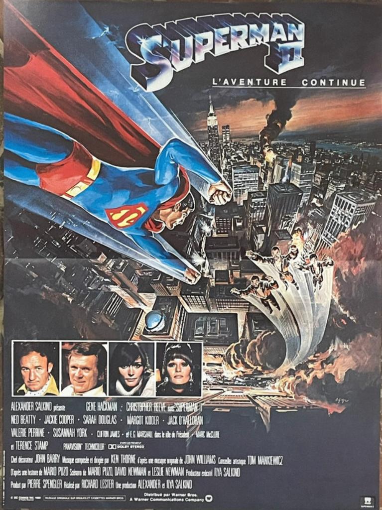 Superman 2 affiche, Rechthoekig Staand, Deurposter of groter, Ophalen of Verzenden, Zo goed als nieuw