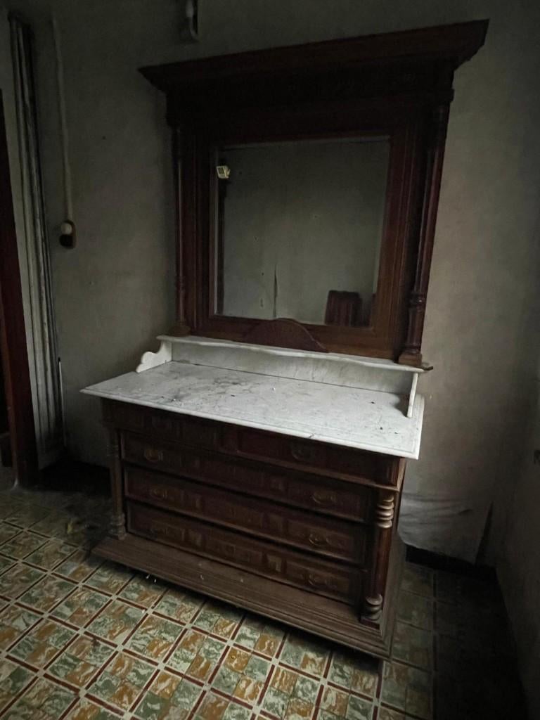 Retro kast met marmeren blad, 100 à 150 cm, Utilisé, Avec tiroir(s), Retro