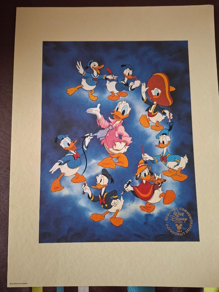 Lithograph disney donald duck, Verzamelen, Ophalen of Verzenden, Donald Duck, Zo goed als nieuw, Papier, Kaart of Schrift