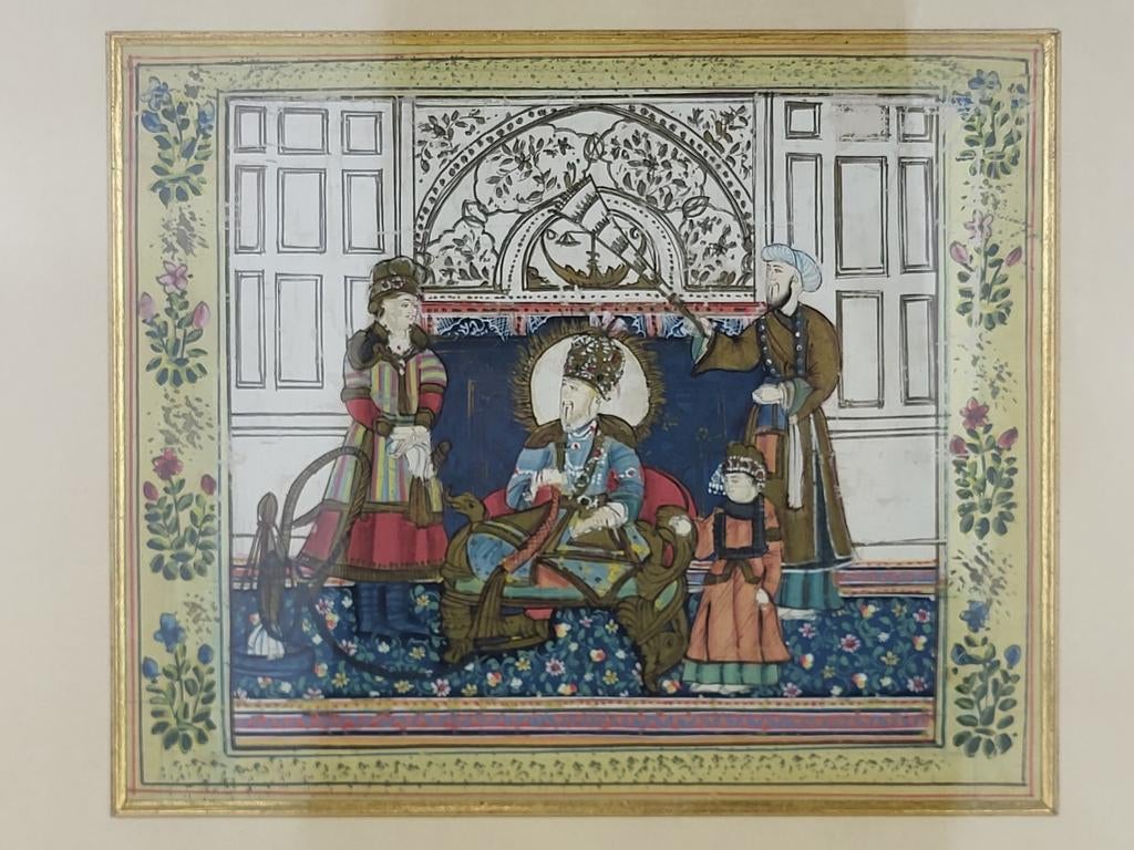 Peinture miniature ancienne « Le Shah et son entité », Enlèvement ou Envoi