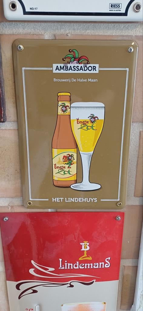 Emaille reclamebord brugse zot, Ophalen of Verzenden, Reclamebord