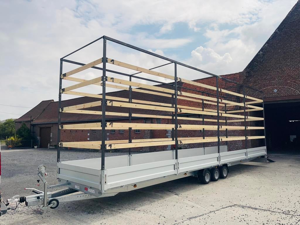 Remorque 3essieux 10m 3,5T ,rampe,treuil,structure 3-4m haut, Enlèvement ou Envoi