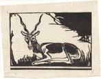 J. Vandalekiet (oid.) linosnede "Antilope", gesigneerd, Antiek en Kunst, Ophalen