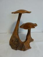 Houten beeld in teak paddestoel 38cm  2.1kg, Ophalen of Verzenden