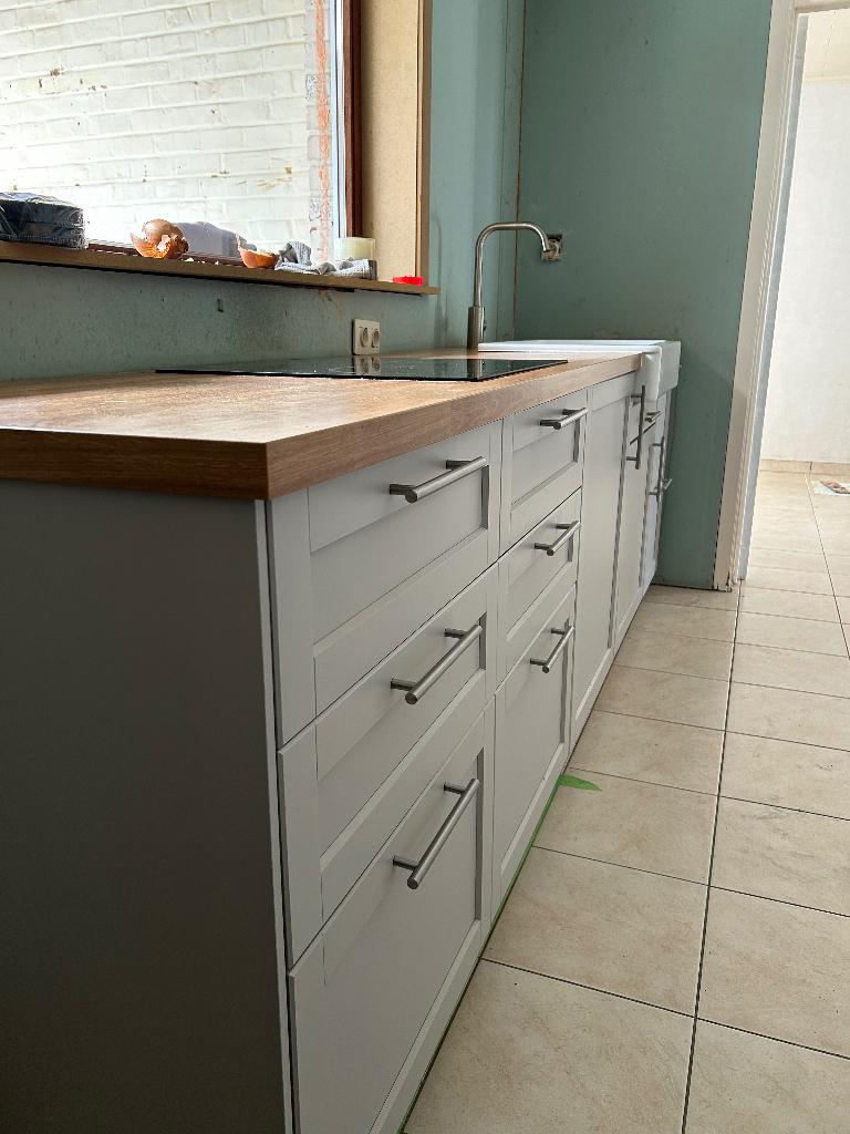 Keuken, Huis en Inrichting, Keuken | Complete keukens, Ophalen, Gebruikt, Grijs, Hout