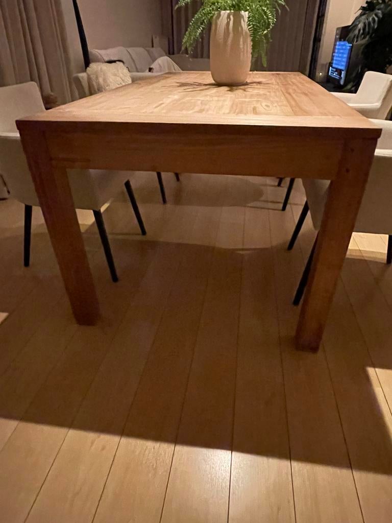 Teaken eettafel – warm & tijdloos, Huis en Inrichting, Tafels | Eettafels, Ophalen, Gebruikt, Teakhout, 50 tot 100 cm