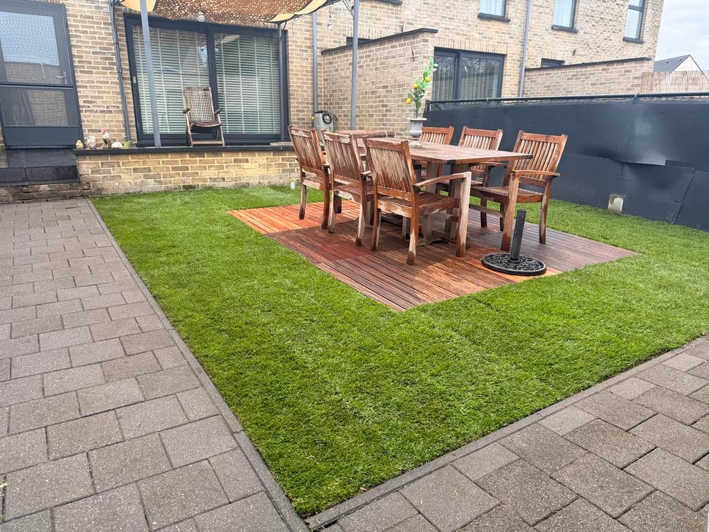Teak hardhout tafel stoelen doe goed bod, Tuin en Terras, Ophalen, Hout, Tuinset