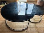 Salontafel: glas-metaal, Ophalen, Gebruikt, 50 tot 100 cm, Rond