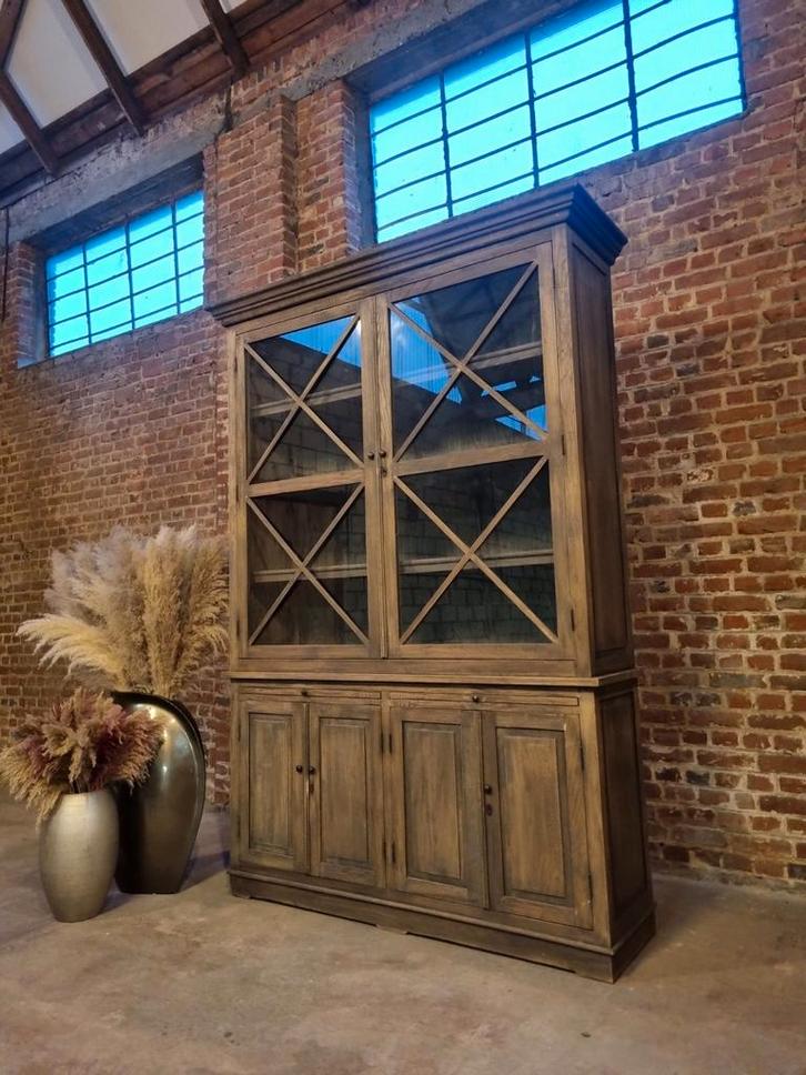 Eiken buffetkast/vitrinekast GRATIS LEVERING, Huis en Inrichting, Kasten | Buffetkasten, Zo goed als nieuw, 200 cm of meer, 150 tot 200 cm