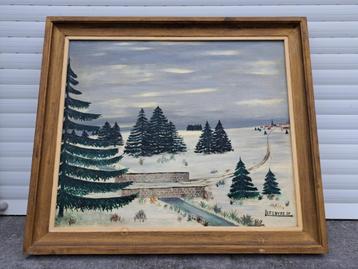huile sur panneau paysage enneige signe jean pierre lefebvre beschikbaar voor biedingen