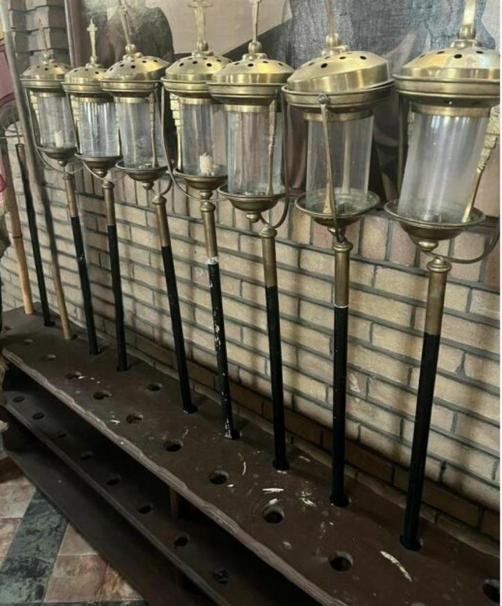Set van 7 Processielantaarns, kerk antiek, Antiek en Kunst, Antiek | Religieuze voorwerpen, Ophalen
