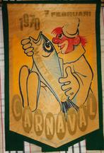WETTEREN "carnaval wimpel "in stof origineel 7 februari 1970, Rechthoekig Staand, Ophalen of Verzenden, Zo goed als nieuw, A1 t/m A3