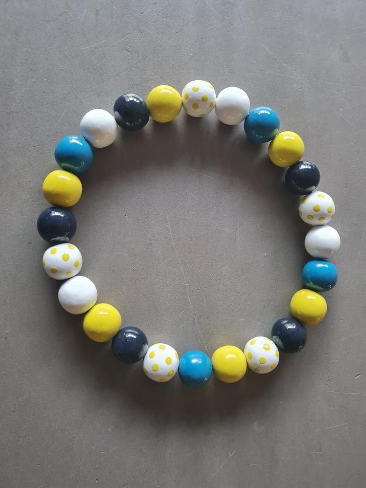 Halsketting met 24 houten kralen, Handtassen en Accessoires, Kettingen, Nieuw, Overige materialen, Overige kleuren, Ophalen of Verzenden