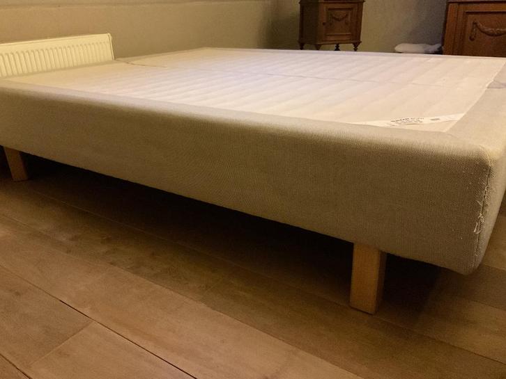Boxspring, Huis en Inrichting, Slaapkamer | Boxsprings, Gebruikt, 160 cm, 200 cm, Tweepersoons, Beige, Ophalen