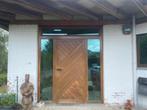 Meranti voordeur, 80 tot 100 cm, Gebruikt, Glas, Buitendeur