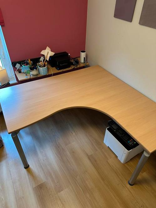 Groot ergonomisch, stevig en praktisch hoekbureau, Huis en Inrichting, Bureaus, Gebruikt, Bureau, In hoogte verstelbaar, Ophalen