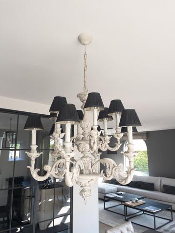 Lustre en bois sculpté à la main à 12 bras, Enlèvement, Comme neuf, Bois, Klassiek