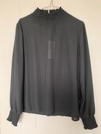 Zwarte voile blouse opstaande kraag, Nieuw, Terra di Siena, Maat 38/40 (M), Ophalen of Verzenden