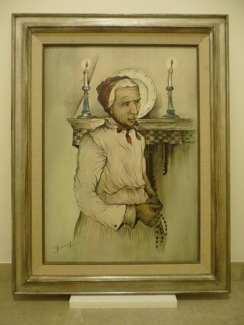 Traditioneel tafereel Oscar Bonnevalle (1920-1993), Antiek en Kunst, Kunst | Schilderijen | Klassiek, Ophalen