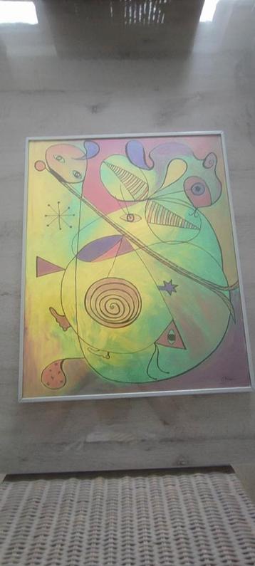 Schilderij gemengde techniek gesigneerd Atie beschikbaar voor biedingen