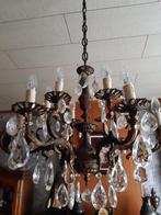 6- armige luster met glazen belletjes, Maison & Meubles, Lampes | Lustres, Enlèvement, Utilisé, Retro, Métal