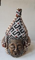Oud Kuba Congo RDC masker met cowrie schelpen, Antiek en Kunst, Ophalen