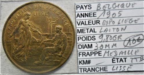 TTB 30mm Liège universele tentoonstellingsmunt gesigneerd A., Postzegels en Munten, Penningen en Medailles, Overige materialen