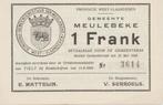 Commune de Meulebeke 1 FRANC 1940, Enlèvement ou Envoi, Billets en vrac, Belgique
