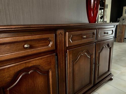 buffetkast en vitrinekast in beukenhout, Huis en Inrichting, Kasten | Buffetkasten, Gebruikt, Met lade(s), Met deur(en), Met plank(en)