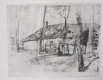 Frans Hens Hoeve Kempen ets gesigneerd in plaat ca 1900, Verzenden