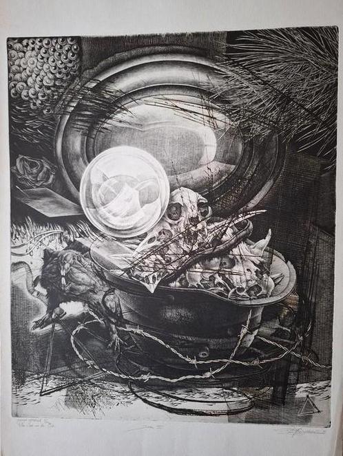 Zeer grote ets Hugo Besard "Das Lied der Erde" uit 1985, Antiek en Kunst, Kunst | Etsen en Gravures, Ophalen