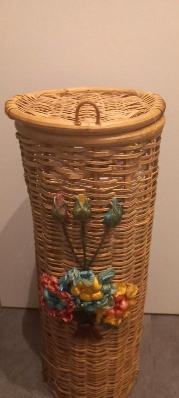 Wc rolhouder rotan bamboo met deksel, Enlèvement ou Envoi